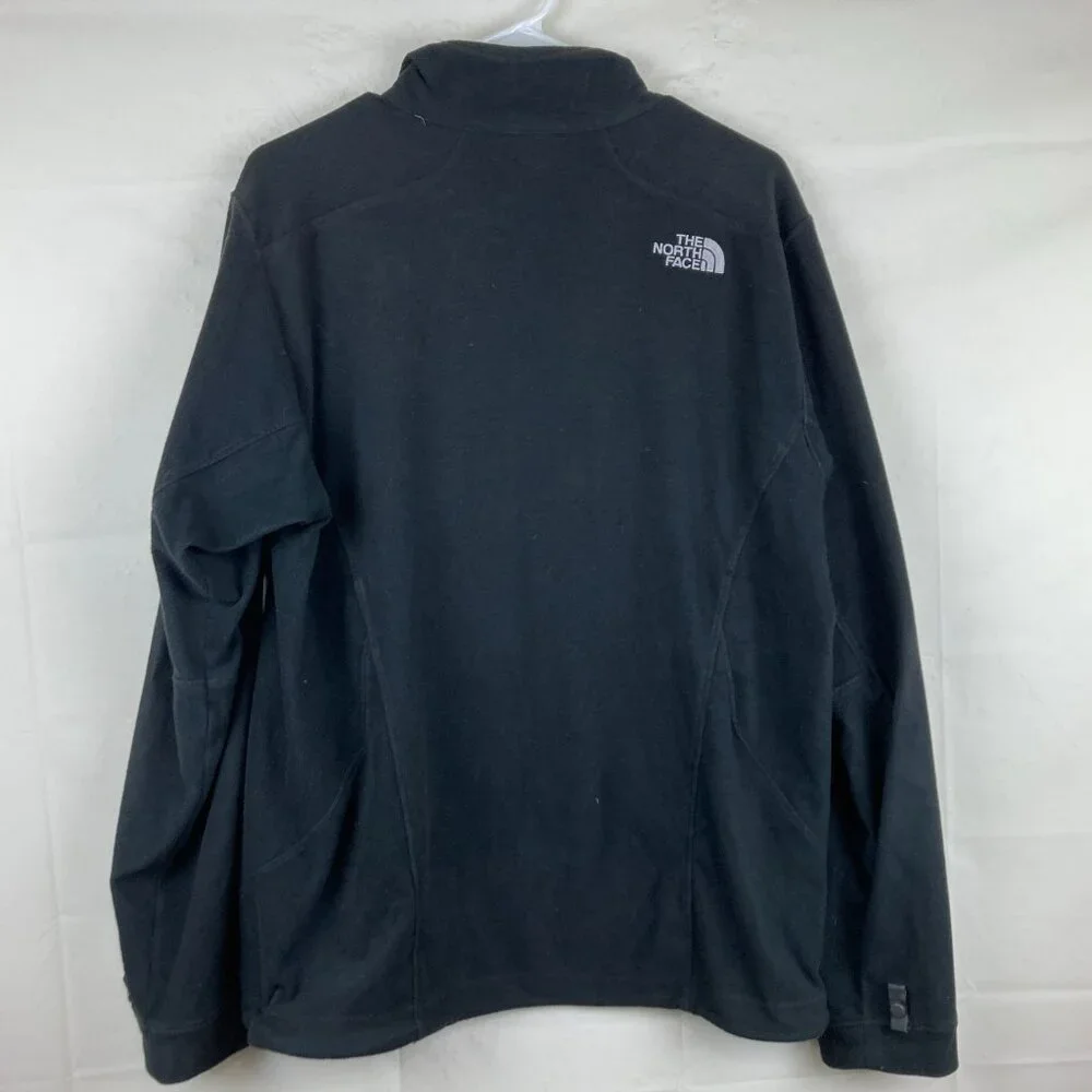 The North Face Men Sz M Black Fleece Full Zip Jacket Embroidered Logo Zip Pocket